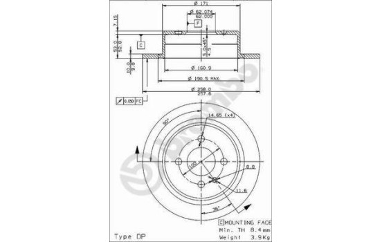 Brake Disc 08.3947.24 Brembo, Image 2