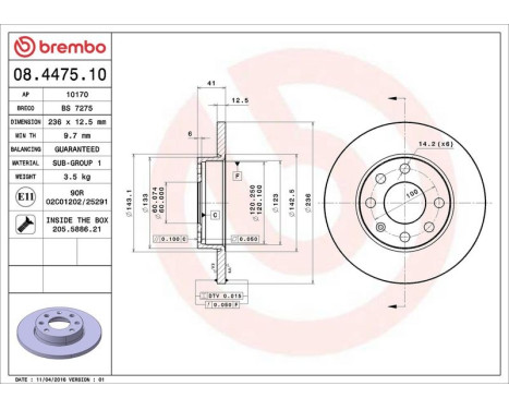 Brake Disc 08.4475.10 Brembo, Image 4