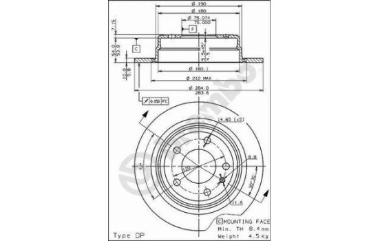 Brake Disc 08.4487.10 Brembo, Image 2