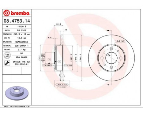 Brake Disc 08.4753.14 Brembo, Image 3