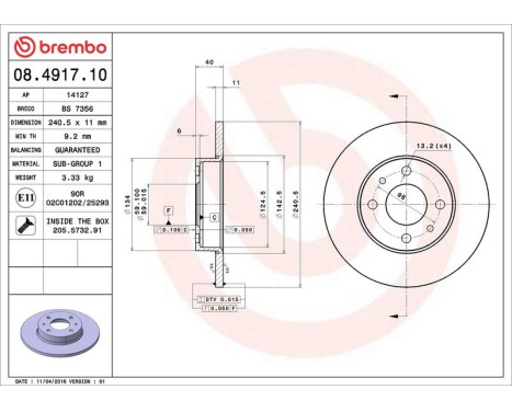 Brake Disc 08.4917.10 Brembo, Image 4