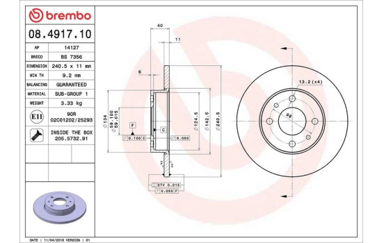 Brake Disc 08.4917.10 Brembo, Image 4