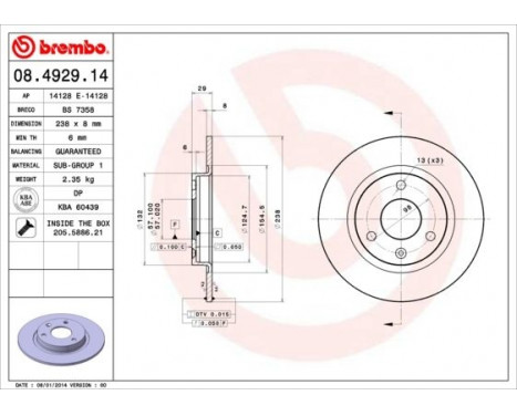 Brake Disc 08.4929.14 Brembo, Image 3