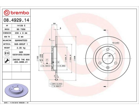 Brake Disc 08.4929.14 Brembo, Image 4