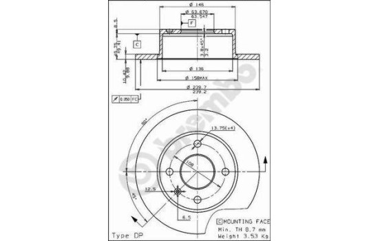 Brake Disc 08.4962.20 Brembo, Image 2