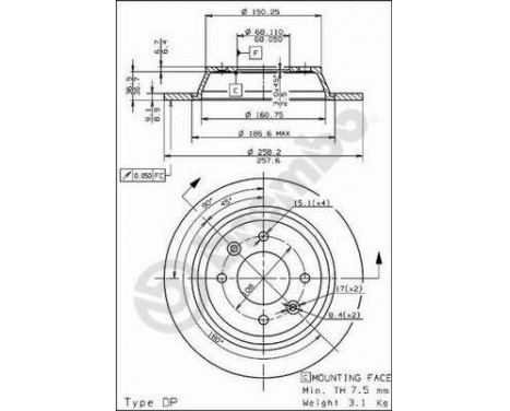 Brake Disc 08.5037.10 Brembo, Image 2