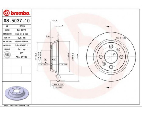 Brake Disc 08.5037.10 Brembo, Image 3