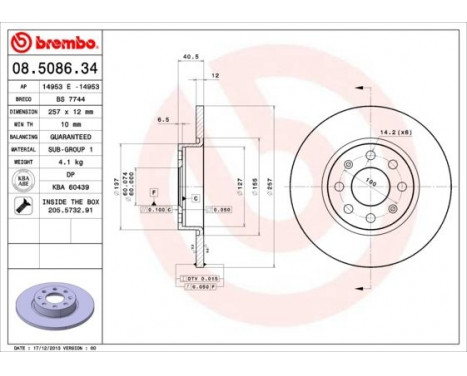 Brake Disc 08.5086.34 Brembo, Image 2