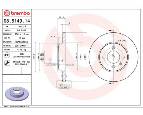 Brake Disc 08.5149.14 Brembo, Image 4