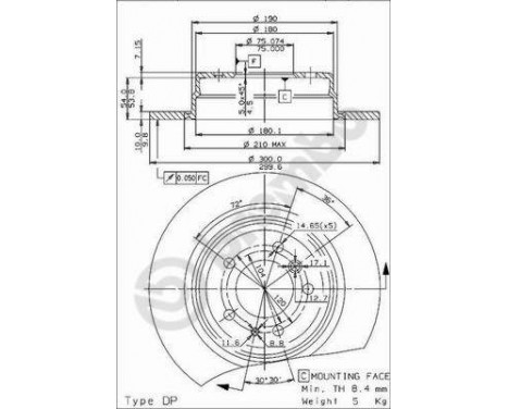 Brake Disc 08.5174.34 Brembo, Image 2