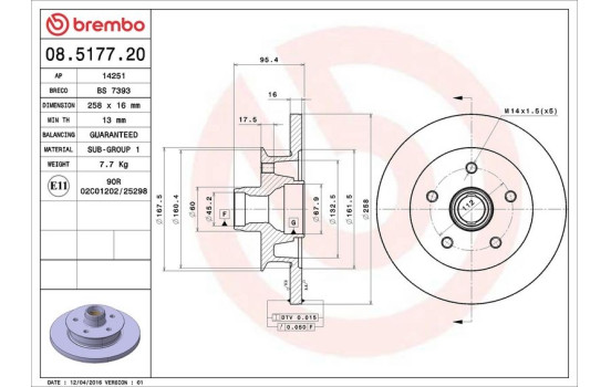 Brake Disc 08.5177.20 Brembo, Image 3