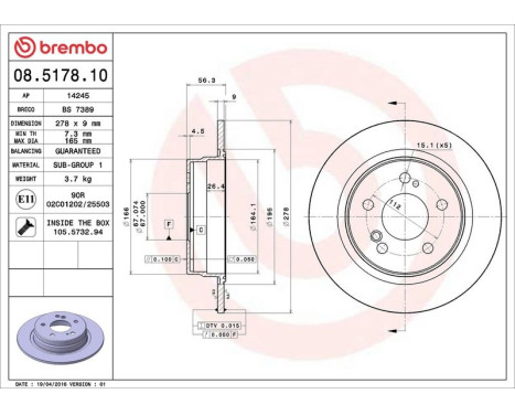 Brake Disc 08.5178.10 Brembo, Image 4