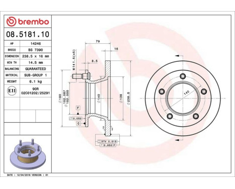 Brake Disc 08.5181.10 Brembo, Image 4