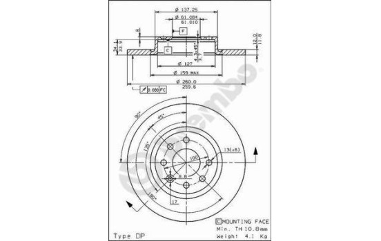 Brake Disc 08.5186.20 Brembo, Image 2