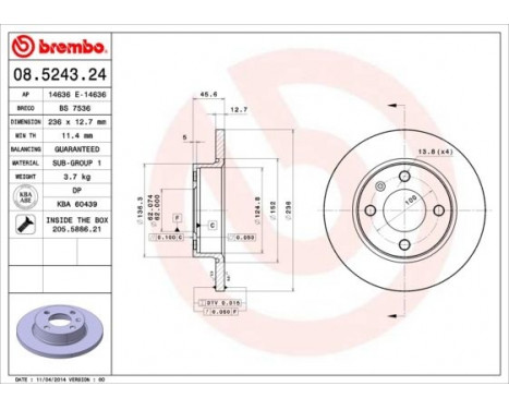 Brake Disc 08.5243.24 Brembo, Image 3