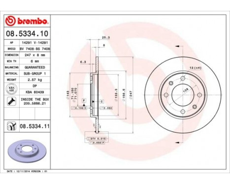 Brake Disc 08.5334.10 Brembo, Image 2