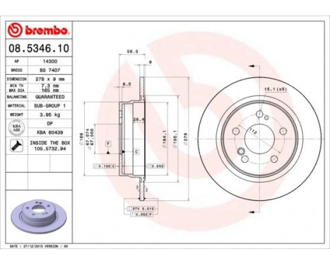 Brake Disc 08.5346.10 Brembo, Image 3