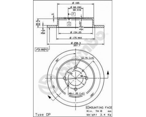 Brake Disc 08.5443.40 Brembo, Image 2