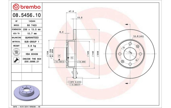 Brake Disc 08.5456.10 Brembo, Image 4