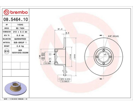 Brake Disc 08.5464.10 Brembo, Image 4