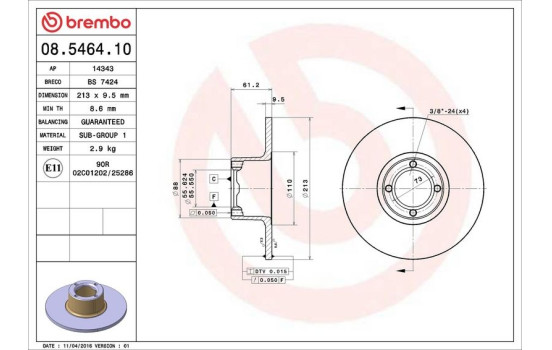 Brake Disc 08.5464.10 Brembo, Image 4
