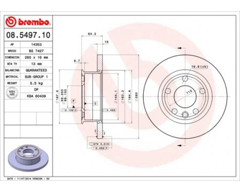 Brake Disc 08.5497.10 Brembo, Image 3