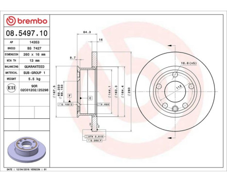 Brake Disc 08.5497.10 Brembo, Image 4