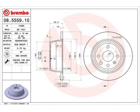 Brake Disc 08.5559.10 Brembo, Image 3