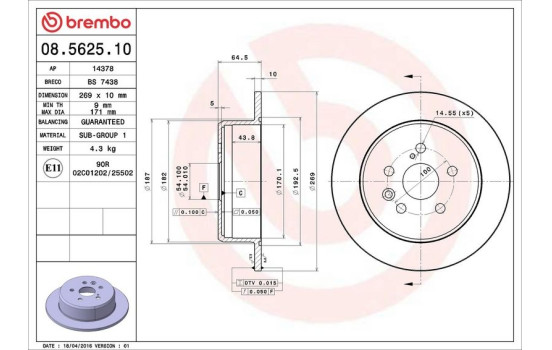 Brake Disc 08.5625.10 Brembo, Image 4