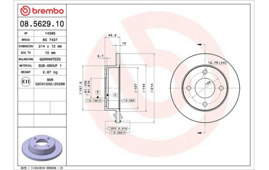 Brake Disc 08.5629.10 Brembo, Image 4