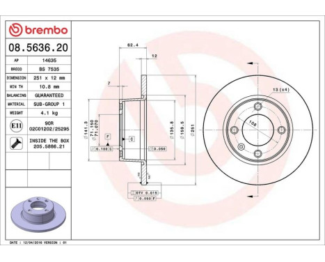 Brake Disc 08.5636.20 Brembo, Image 4