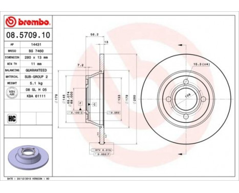 Brake Disc 08.5709.10 Brembo, Image 3