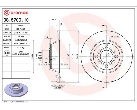 Brake Disc 08.5709.10 Brembo, Image 4