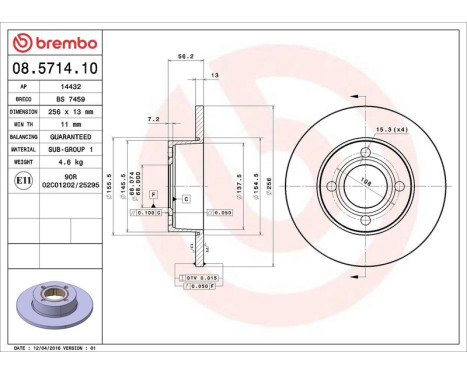 Brake Disc 08.5714.10 Brembo, Image 4