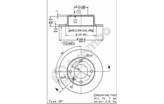 Brake Disc 08.5729.14 Brembo, Image 2