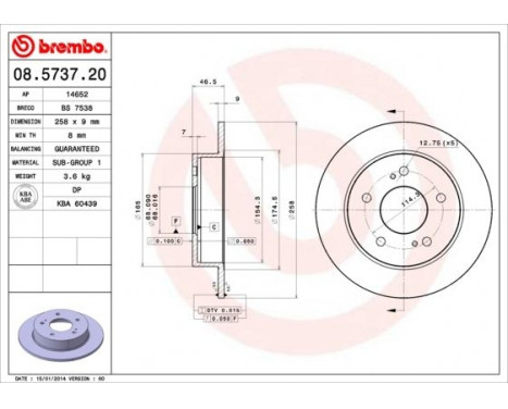 Brake Disc 08.5737.20 Brembo, Image 3