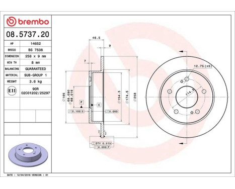 Brake Disc 08.5737.20 Brembo, Image 4