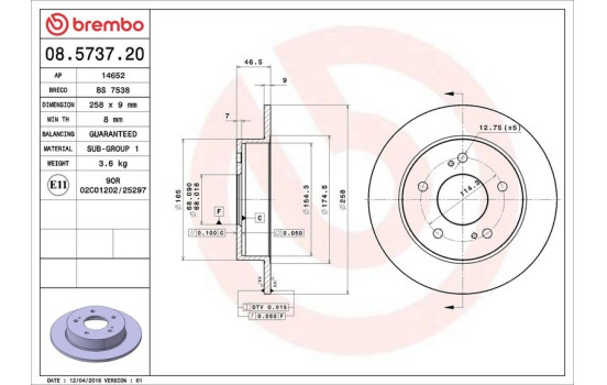 Brake Disc 08.5737.20 Brembo, Image 4