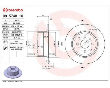 Brake Disc 08.5748.10 Brembo, Image 4