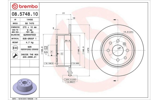 Brake Disc 08.5748.10 Brembo, Image 4