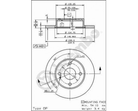 Brake Disc 08.5796.10 Brembo, Image 2