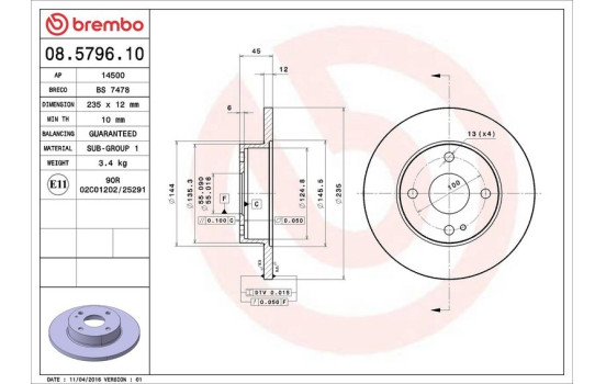 Brake Disc 08.5796.10 Brembo, Image 4