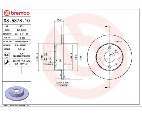 Brake Disc 08.5878.10 Brembo, Image 4