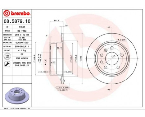 Brake Disc 08.5879.10 Brembo, Image 3