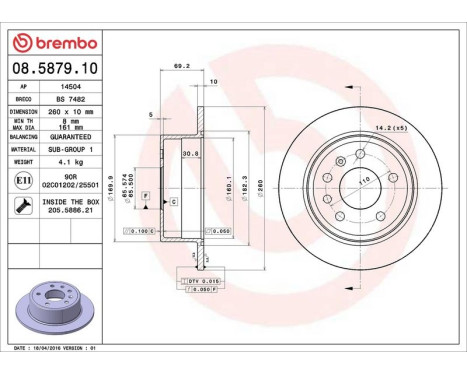 Brake Disc 08.5879.10 Brembo, Image 4
