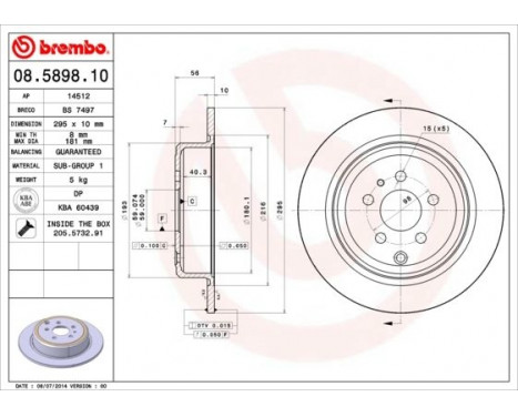 Brake Disc 08.5898.10 Brembo, Image 3