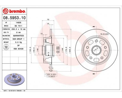 Brake Disc 08.5953.10 Brembo, Image 2