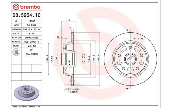 Brake Disc 08.5954.10 Brembo, Image 2