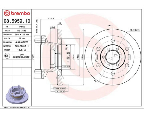 Brake Disc 08.5959.10 Brembo, Image 3