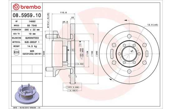 Brake Disc 08.5959.10 Brembo, Image 2